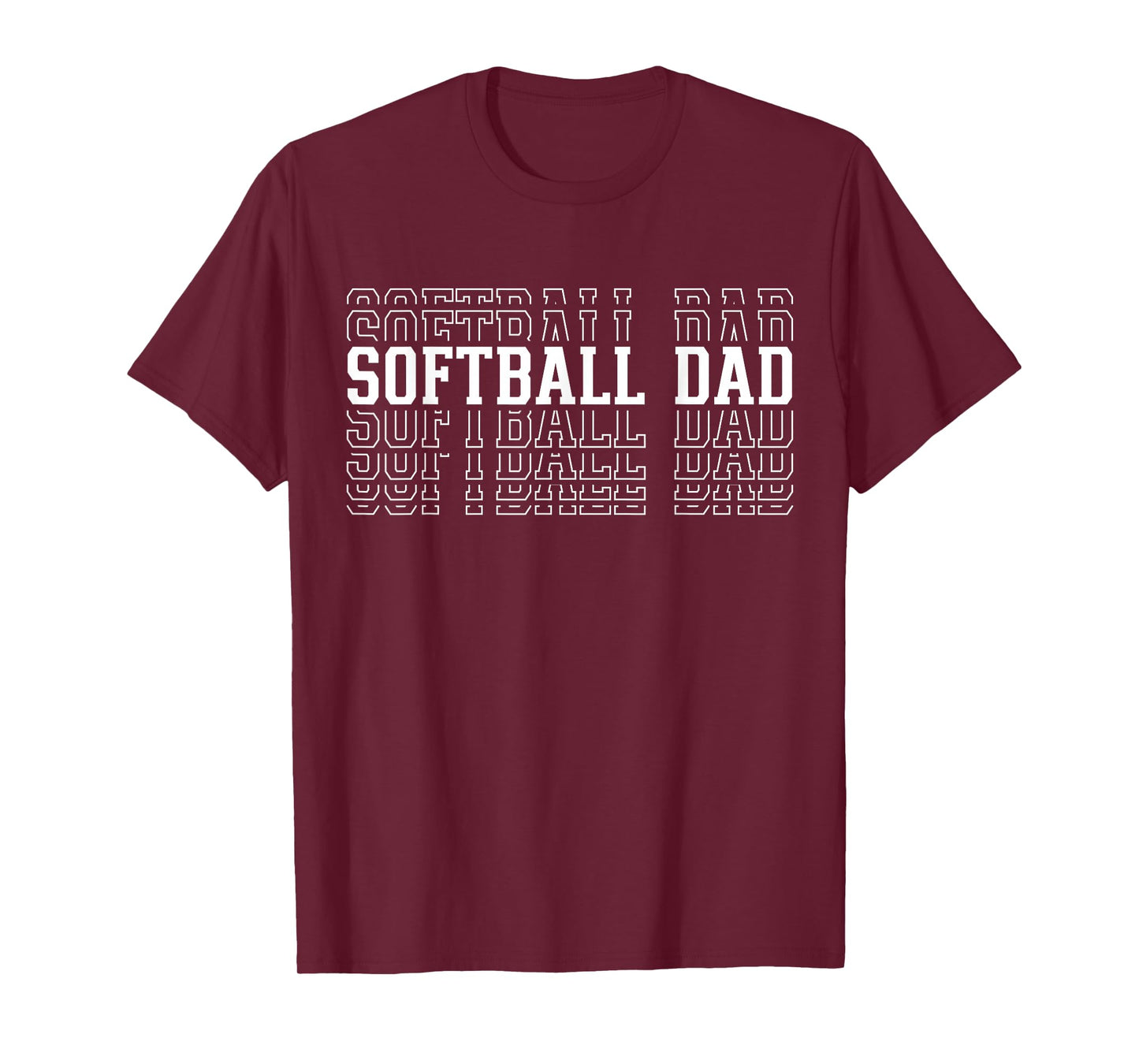 Softball Dad Layered Text Father Coach Player T-Shirt