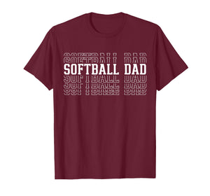 Softball Dad Layered Text Father Coach Player T-Shirt