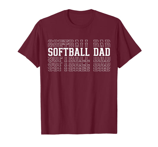 Softball Dad Layered Text Father Coach Player T-Shirt