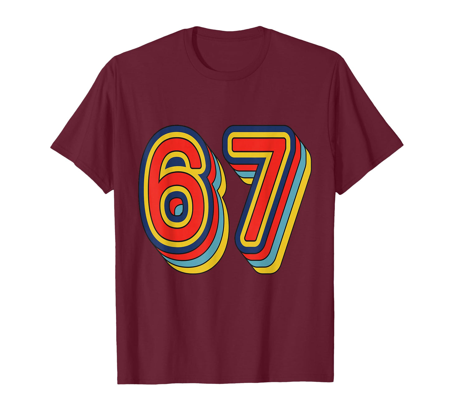 #67 Retro Graphic Outline Number 67 Sports Fan Jersey Style T-Shirt