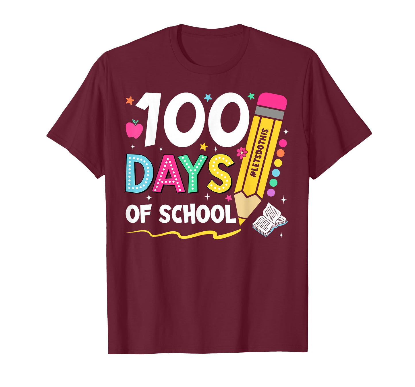 Teacher Kids Retro Groovy 100 Days Happy 100th Day of School T-Shirt