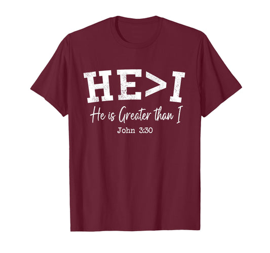 Women Christian Shirts HE>i He is Greater Worship Jesus Love T-Shirt