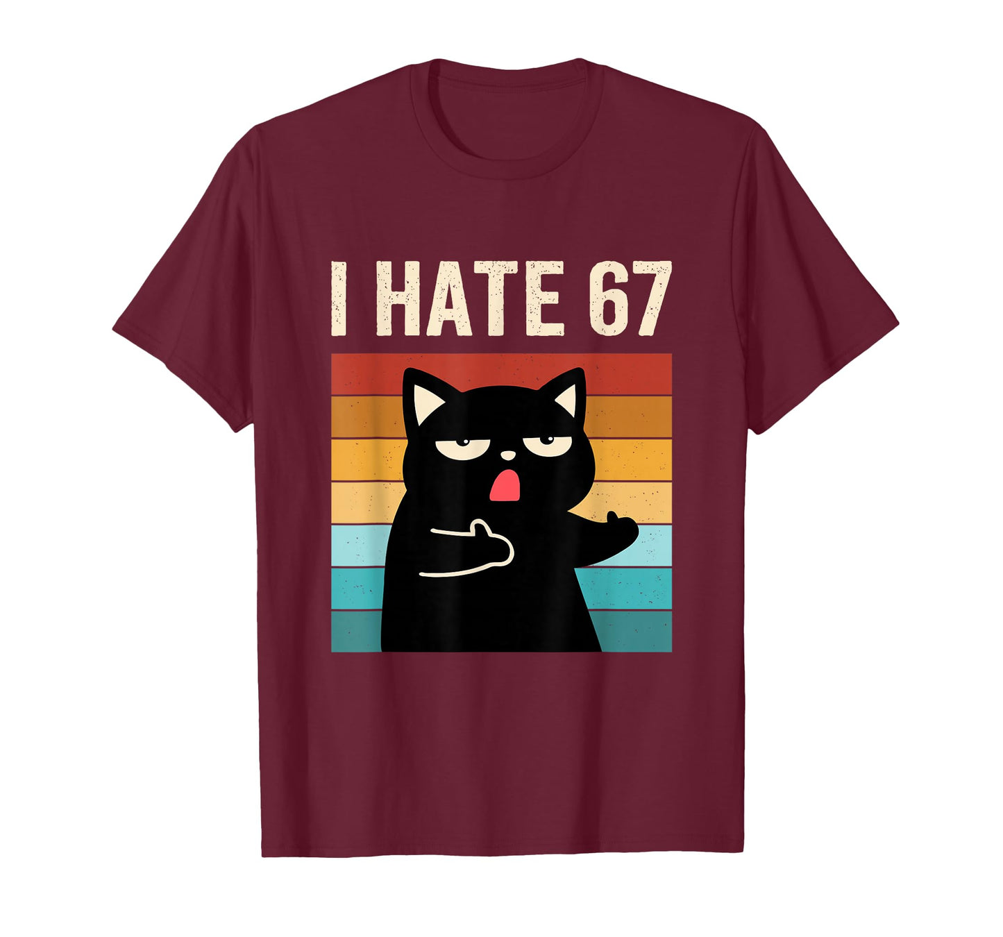 I Hate 67 Meme with Cat Anti 6 7 Tee Funny Six Seven Slang T-Shirt