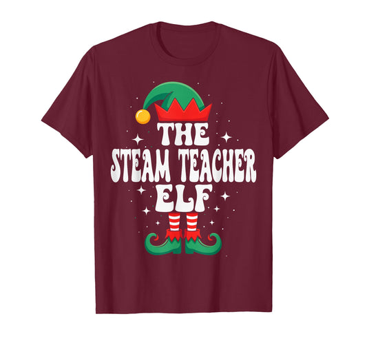 The STEAM Teacher Elf Funny Christmas Matching Family T-Shirt