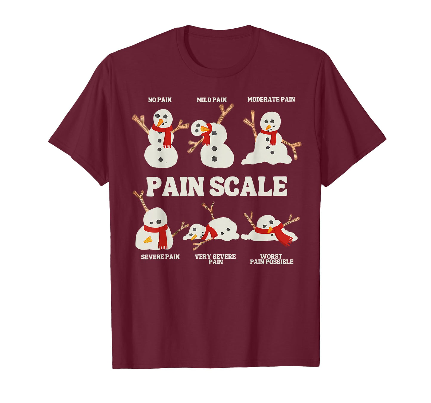 Pain Scale Snowman Funny Nurse Christmas ICU Nurse Coquette T-Shirt