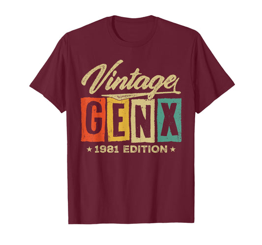 Retro Vintage Gen X 1981 Edition 45 Years Old 45th Birthday T-Shirt