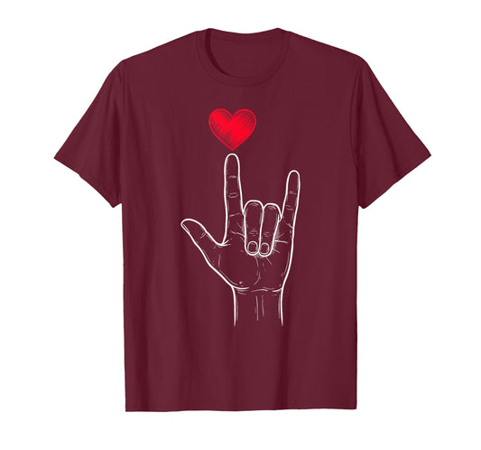 Boy Valentines Day I Love You Sign ASL Heart Women Kids Men T-Shirt