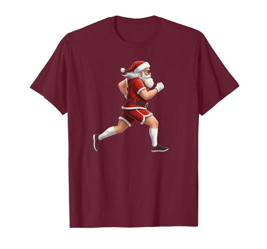Running Santa Christmas Graphic Runner Run Marathon 5k 10k T-Shirt