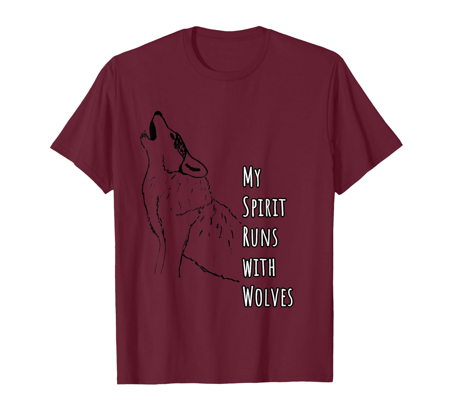 My Spirit Runs with Wolves Wolf Illustration Nature Wildlife T-Shirt