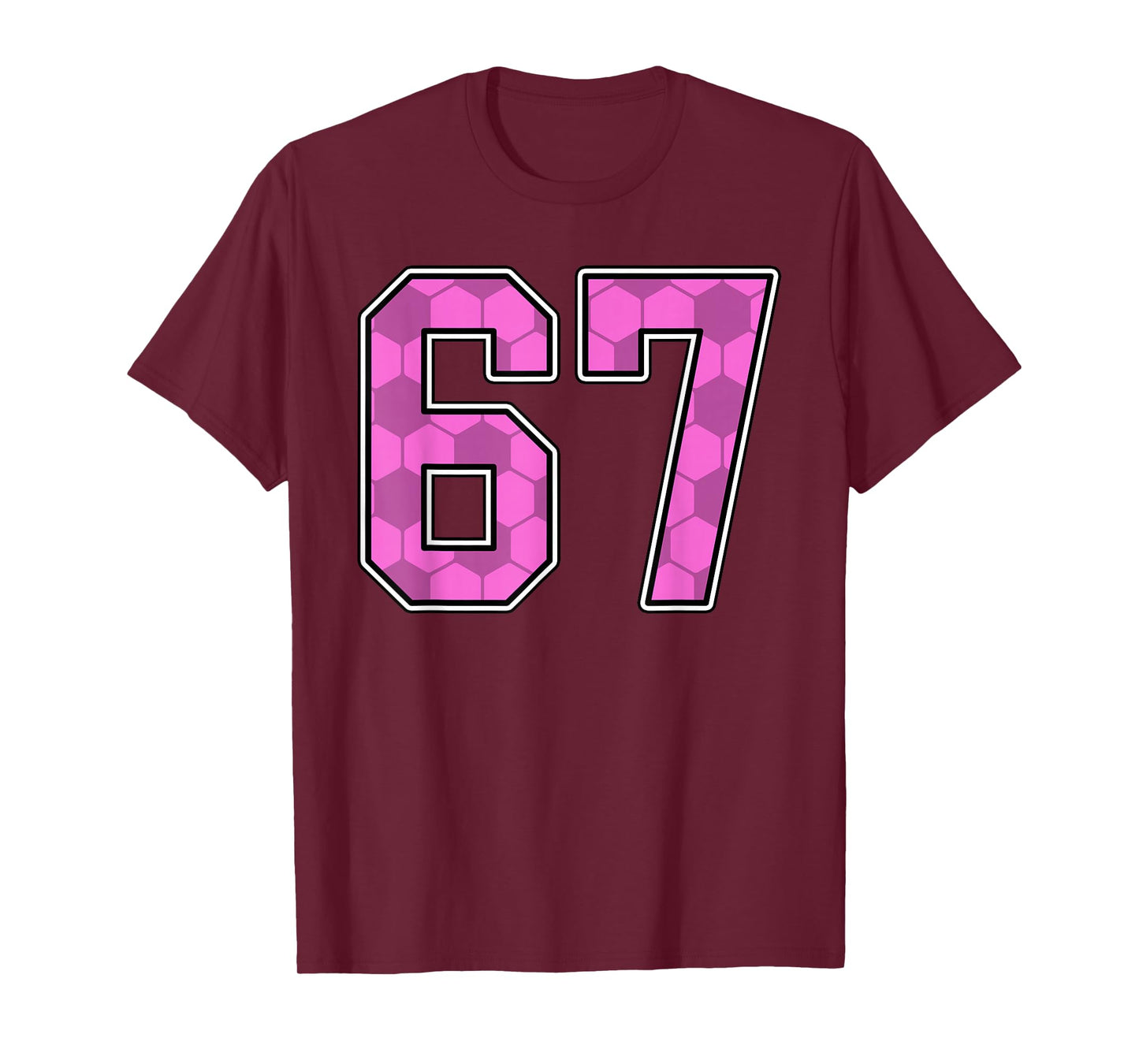 Pink Soccer Pattern Number 67 Jersey Player Uniform #67 T-Shirt