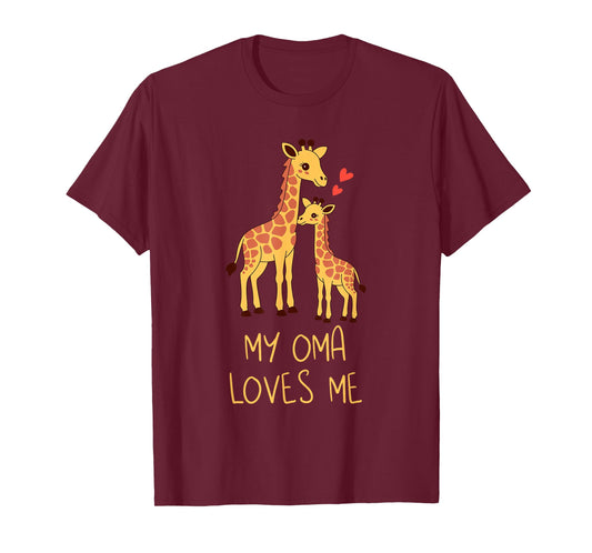 Cute Baby Giraffe and Grandma My Oma Loves Me T-Shirt