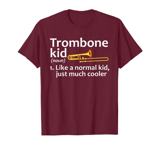 Trombone Art for Kids Boys Girls Jazz Music Trombone Player T-Shirt