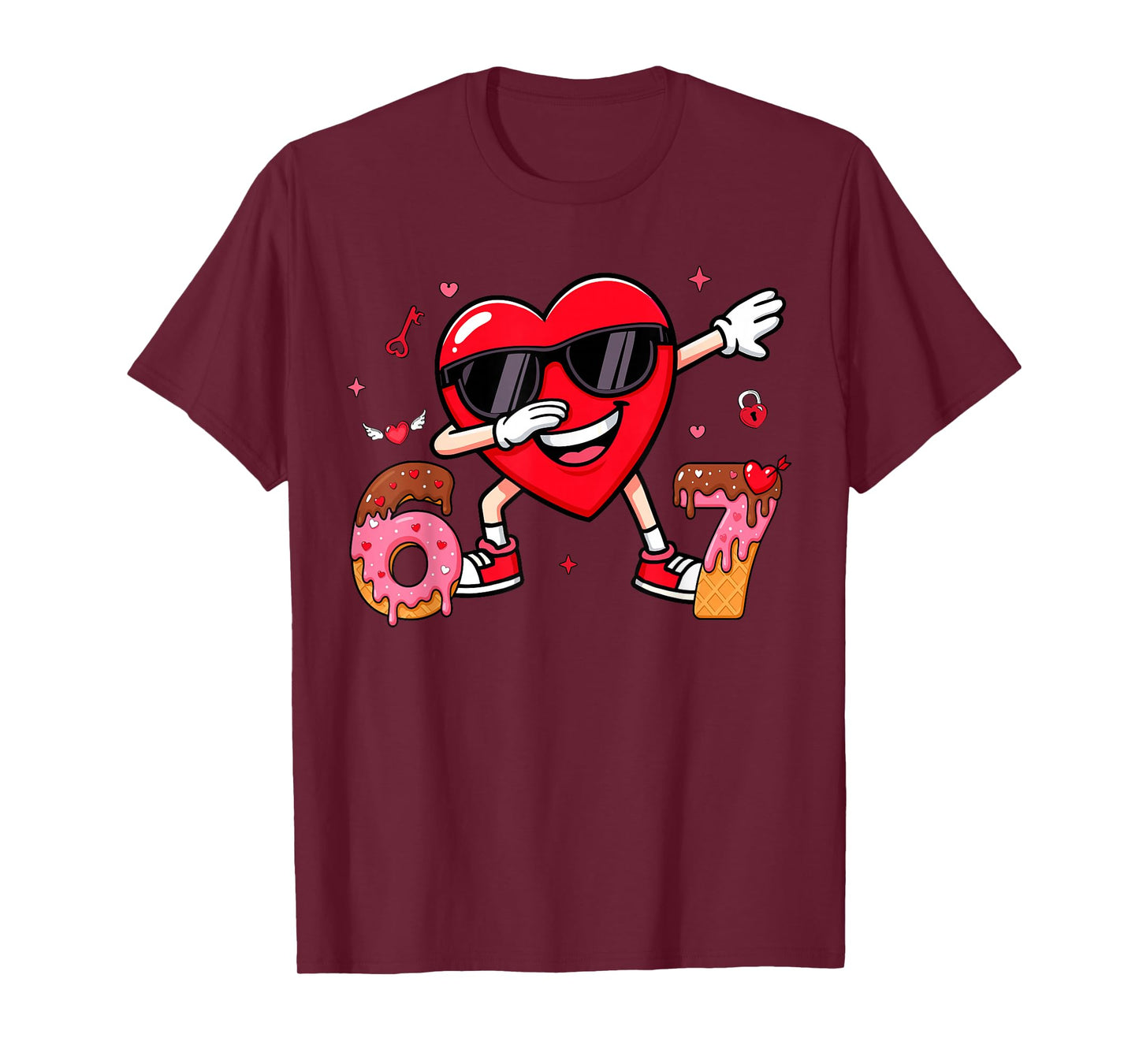 Valentines Day Six Seven Bruh 6 7 Meme Dab Heart Kids Boys T-Shirt