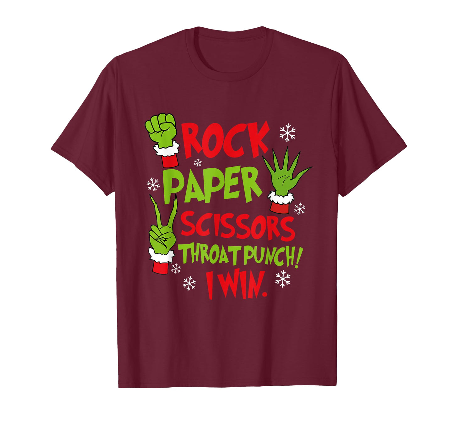 Rock Paper Scissors Throat Punch I Win Funny Christmas T-Shirt