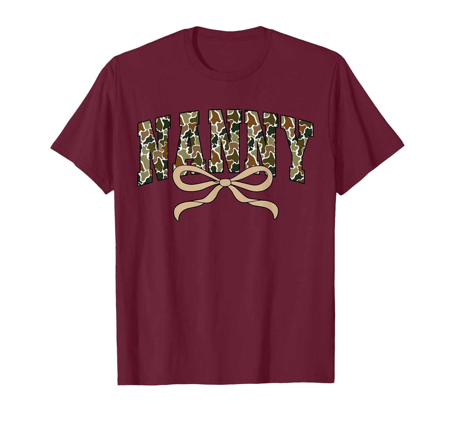 Retro Camo Nanny Coquette Bow Camouflage Grandma Mother Day T-Shirt