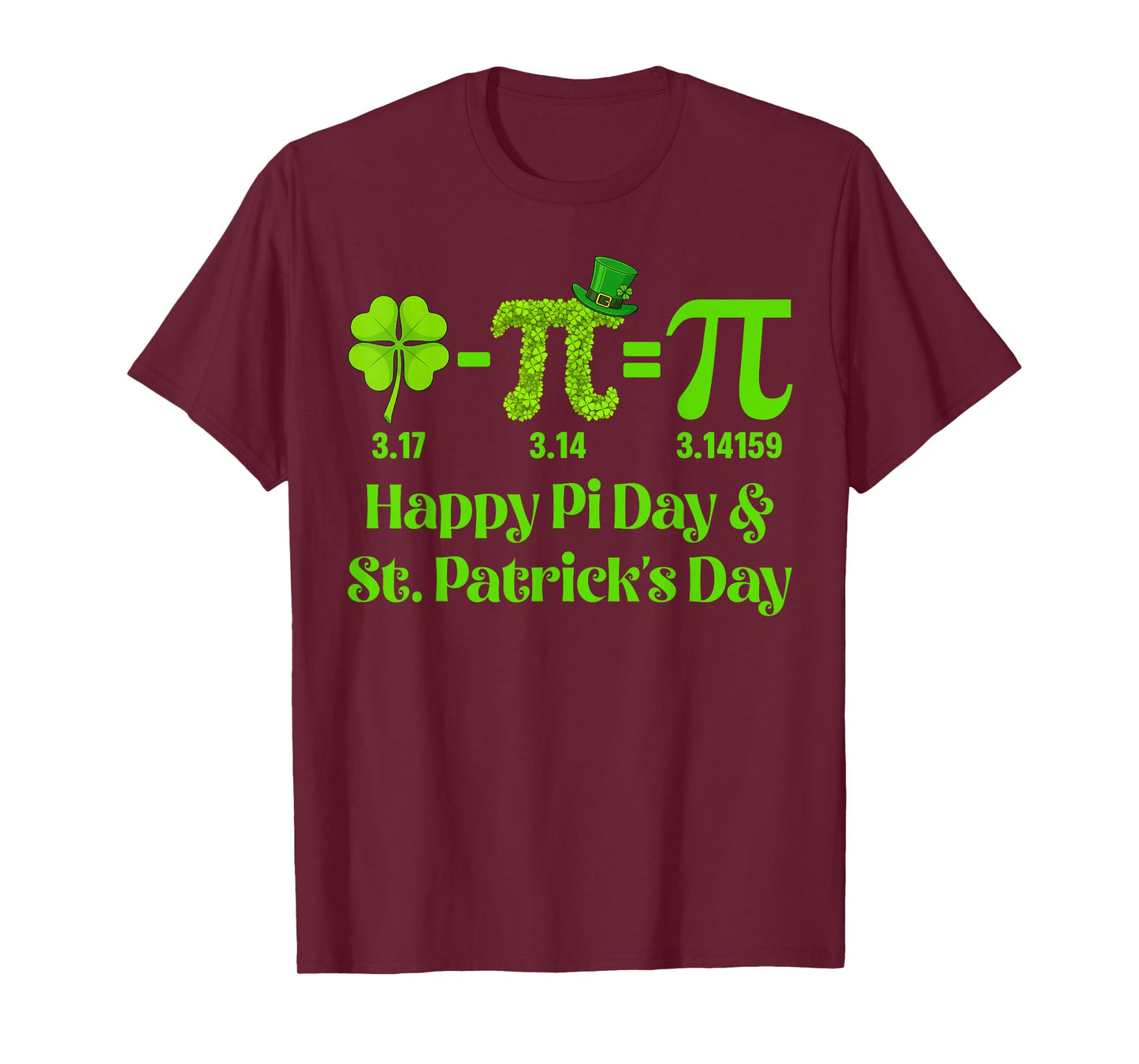 Happy Pi Day St Patricks Pi 3.14 Shamrock Men Boy Teacher T-Shirt