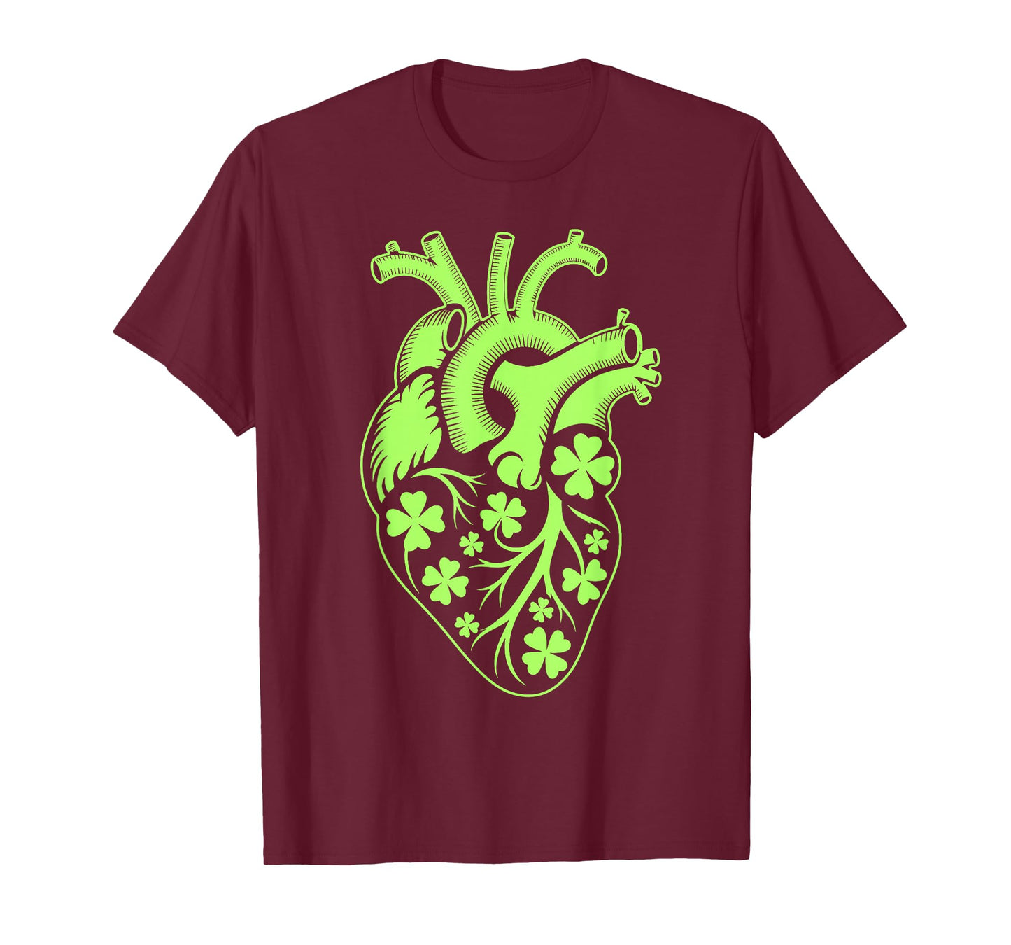 Shamrock Heart Cardiac Nurse St Patricks Day Irish Anatomy T-Shirt