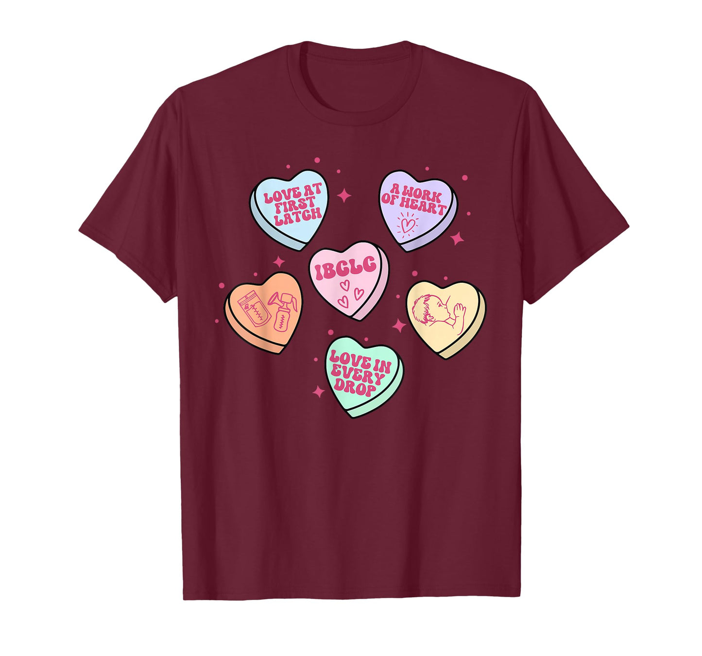 Lactation Consultant Candy Heart Valentines Day IBCLC Crew T-Shirt