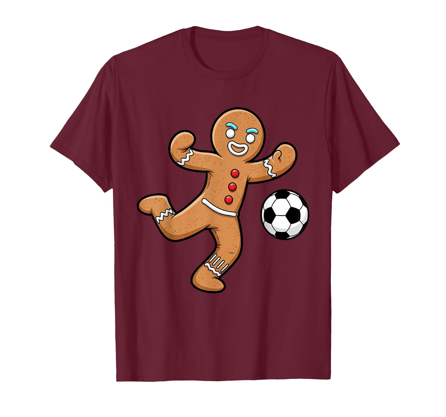 Gingerbread Soccer Player Funny Christmas Women Men Kids T-Shirt