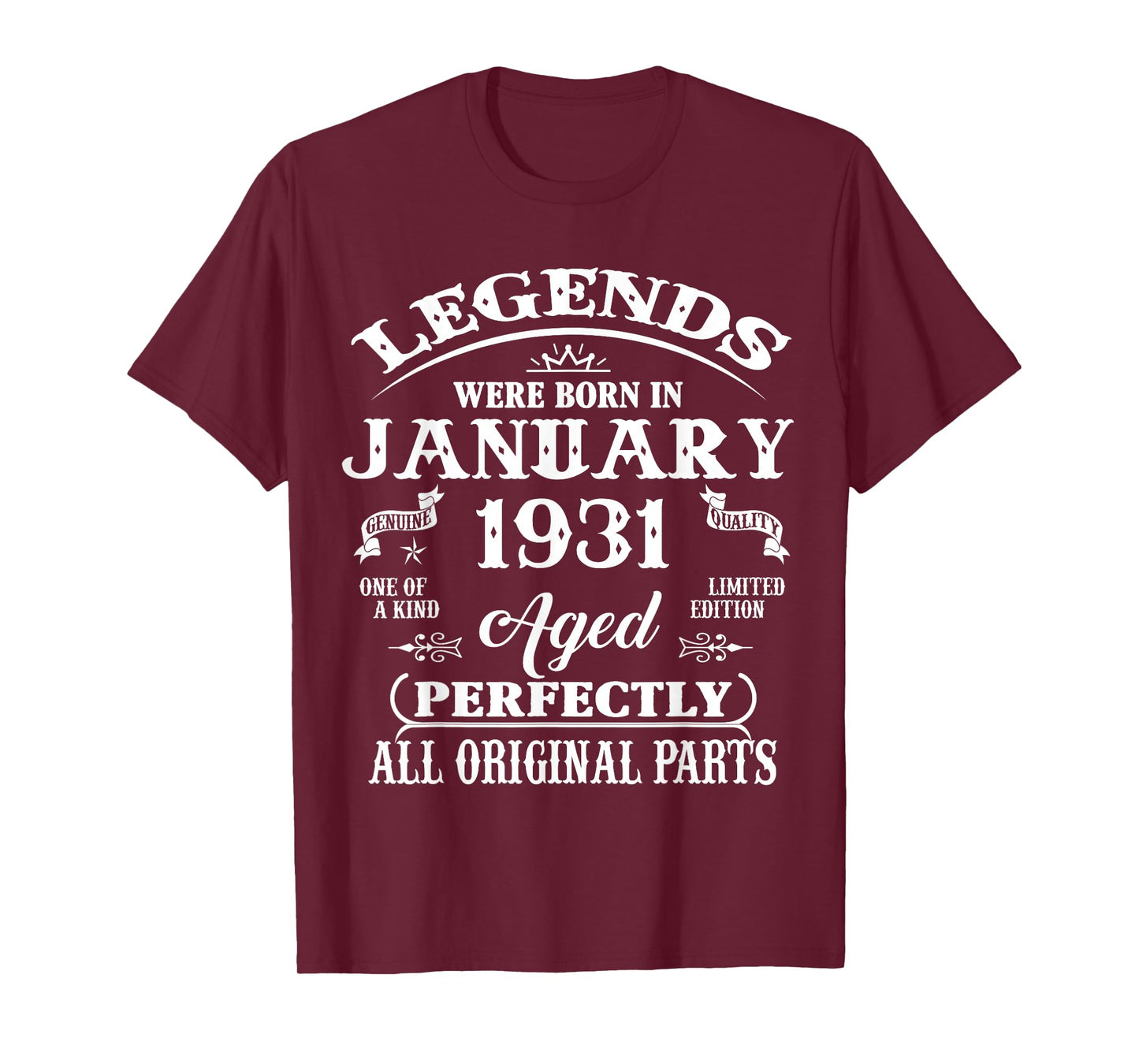 95th Birthday Gift Legend Born in January 1931 95 Yrs Old T-Shirt