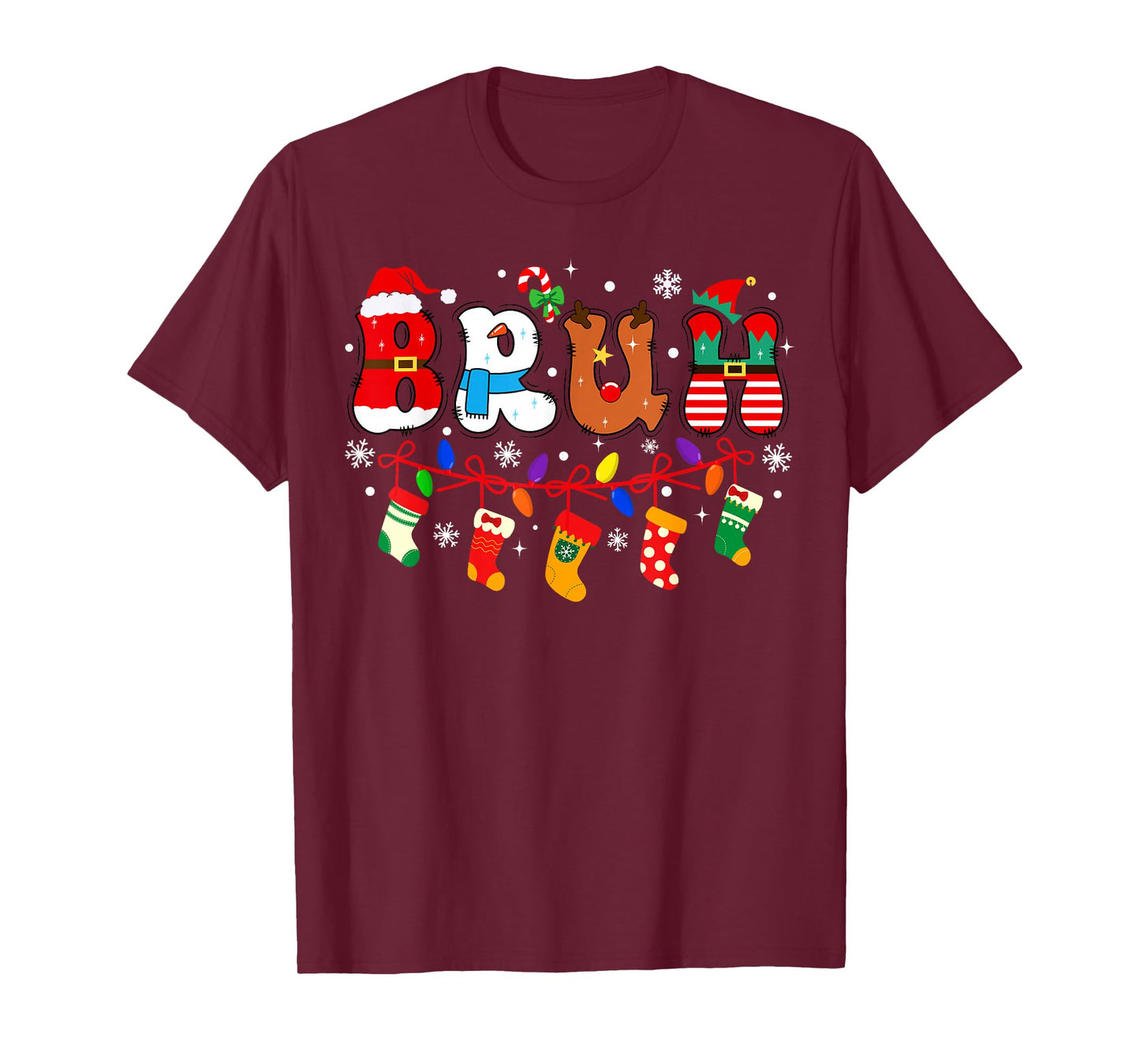 Bruh Funny Christmas Teens Boys Kids Xmas Pajamas 2025 T-Shirt
