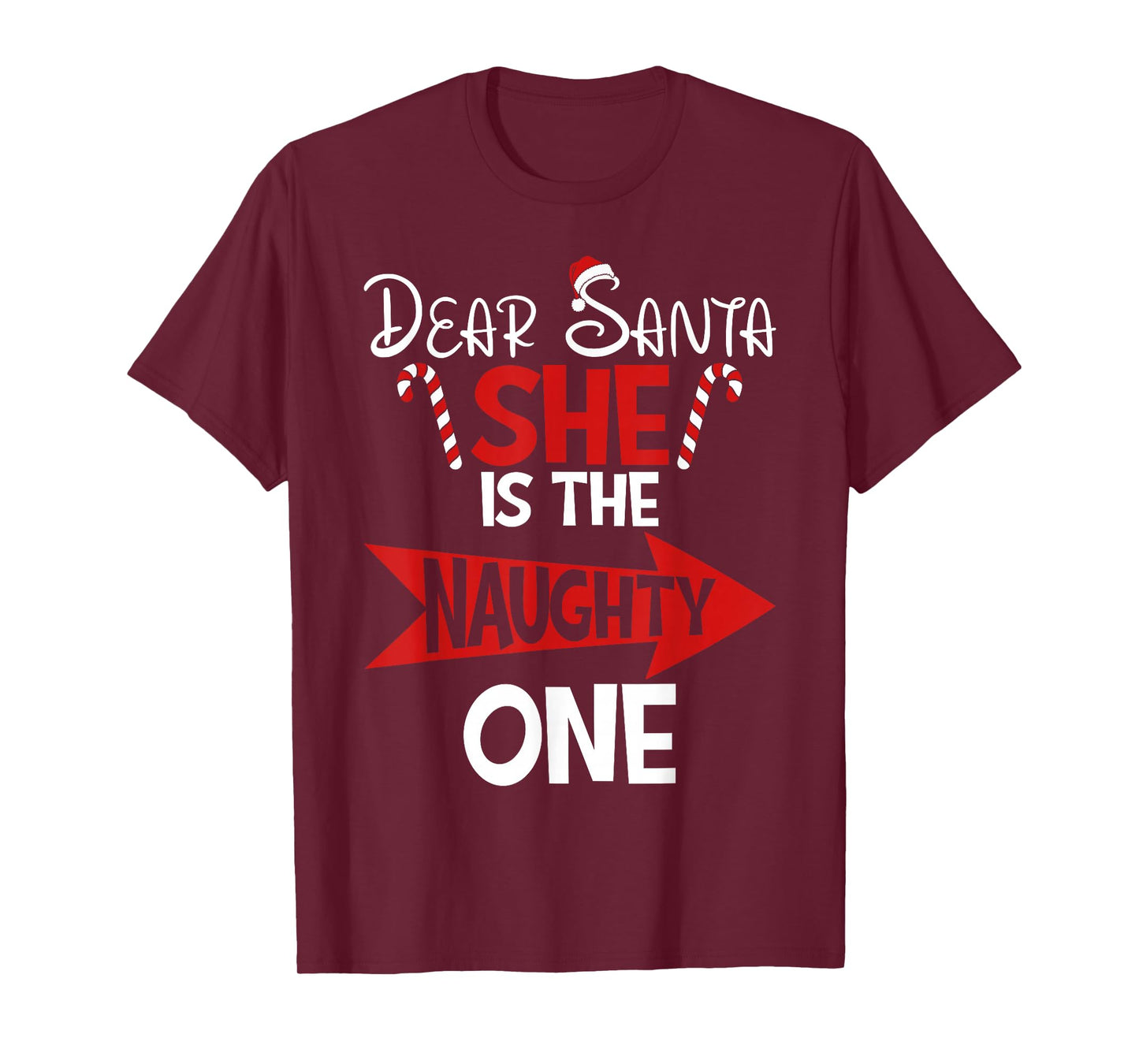 Dear Santa She is The Naughty One Funny Christmas Couples T-Shirt