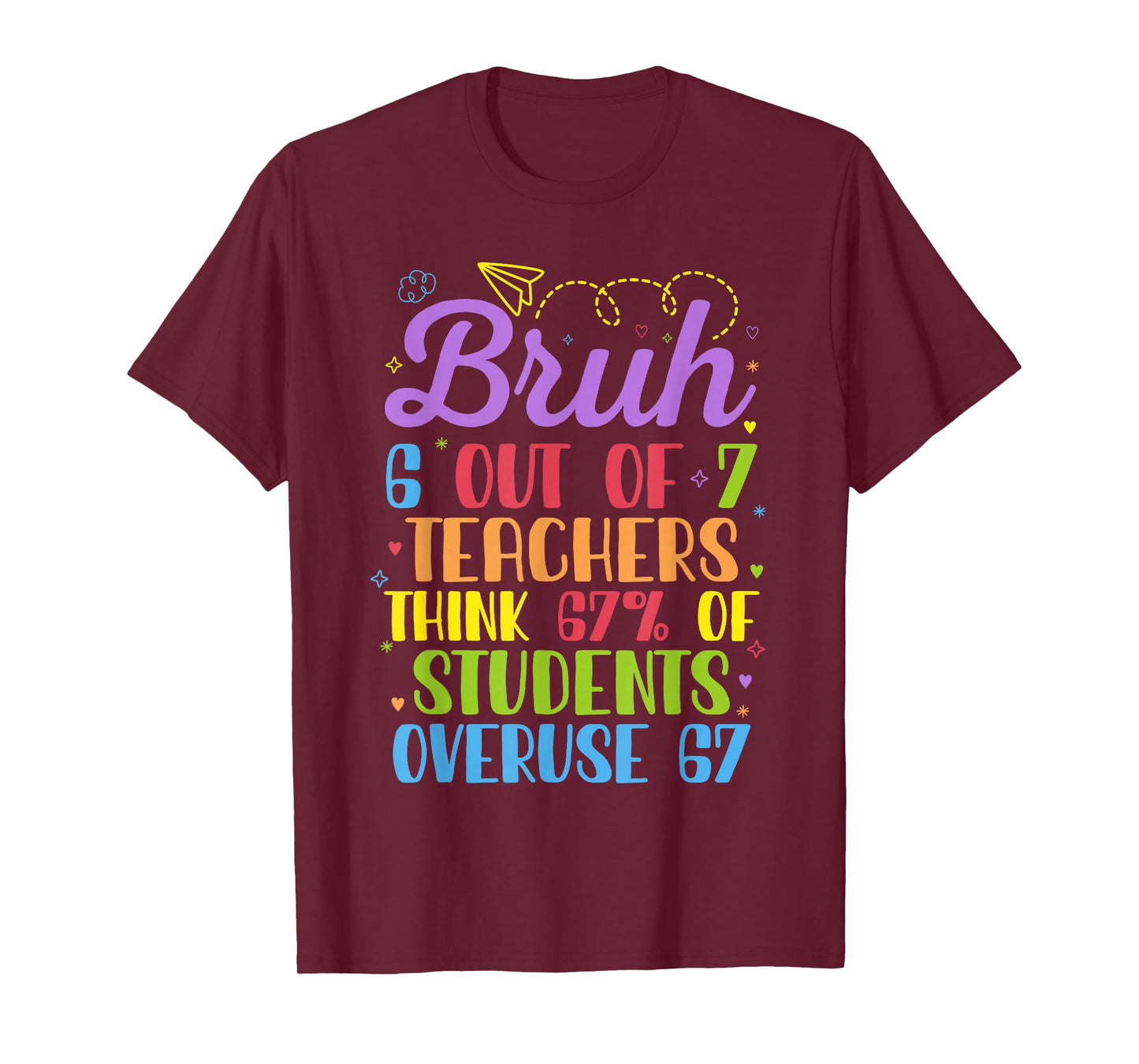 6 Out of 7 Teachers Think 67% of Students Overuse 67 Funny T-Shirt