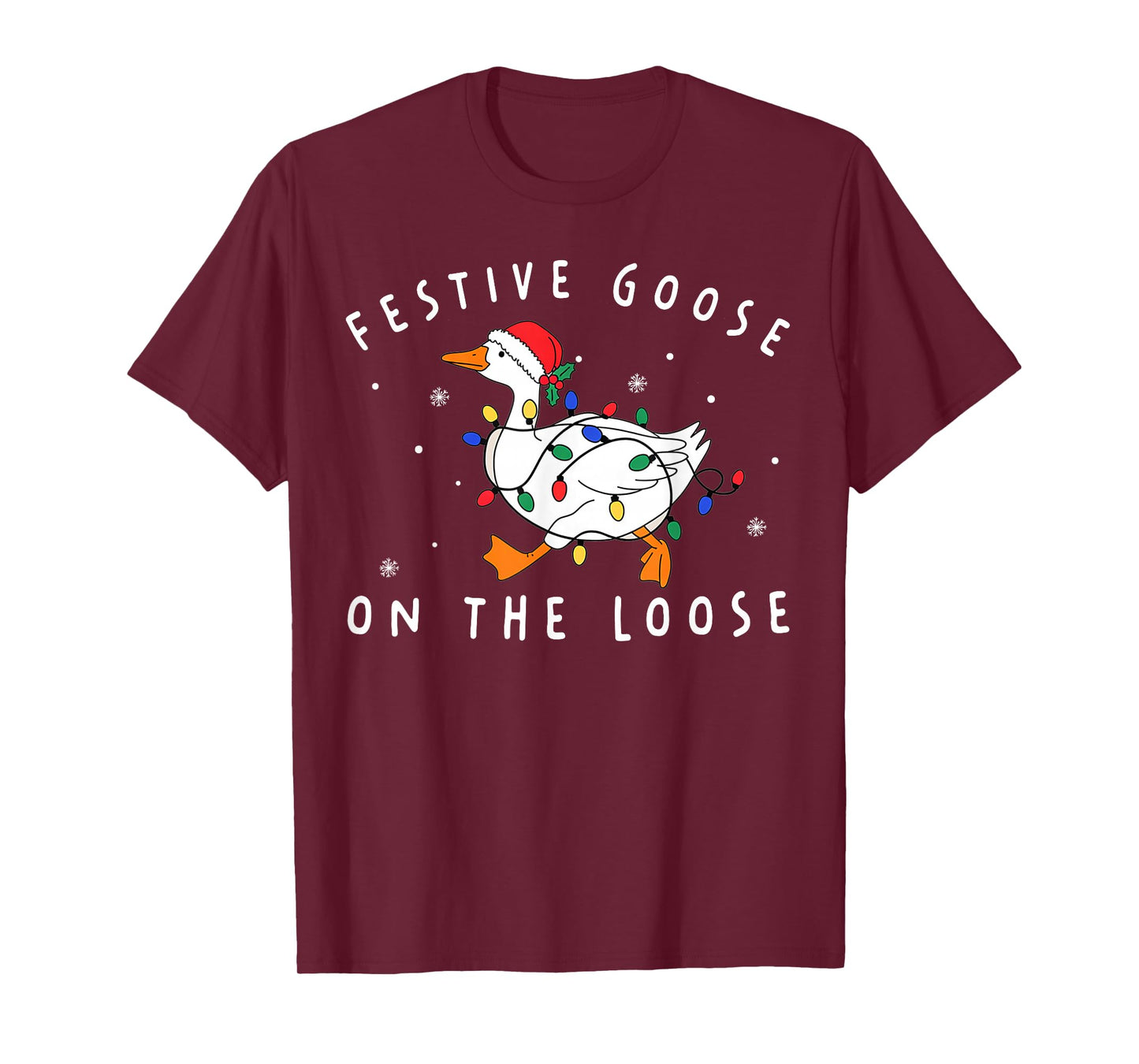 Retro Funny Festive Goose On The Loose Christmas Humor T-Shirt