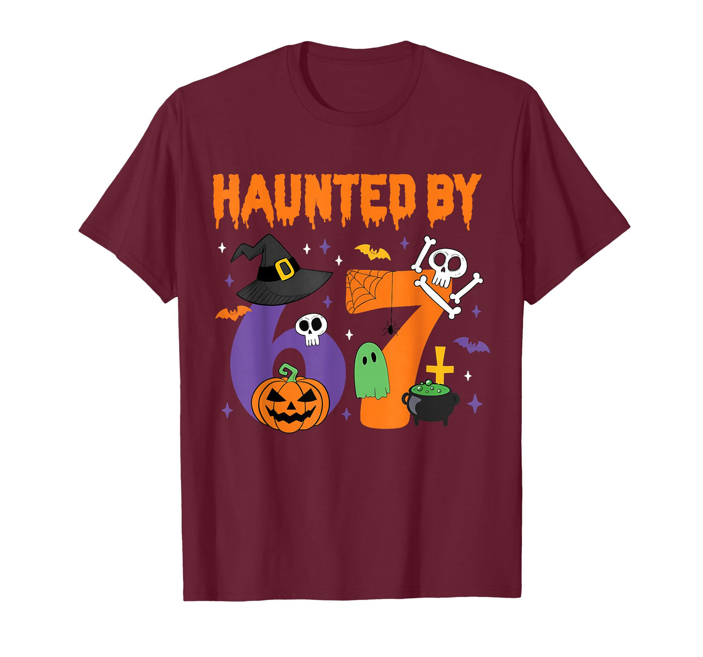 Haunted by 67 Funny Six Seven Meme 6 7 Halloween Costume Kid T-Shirt