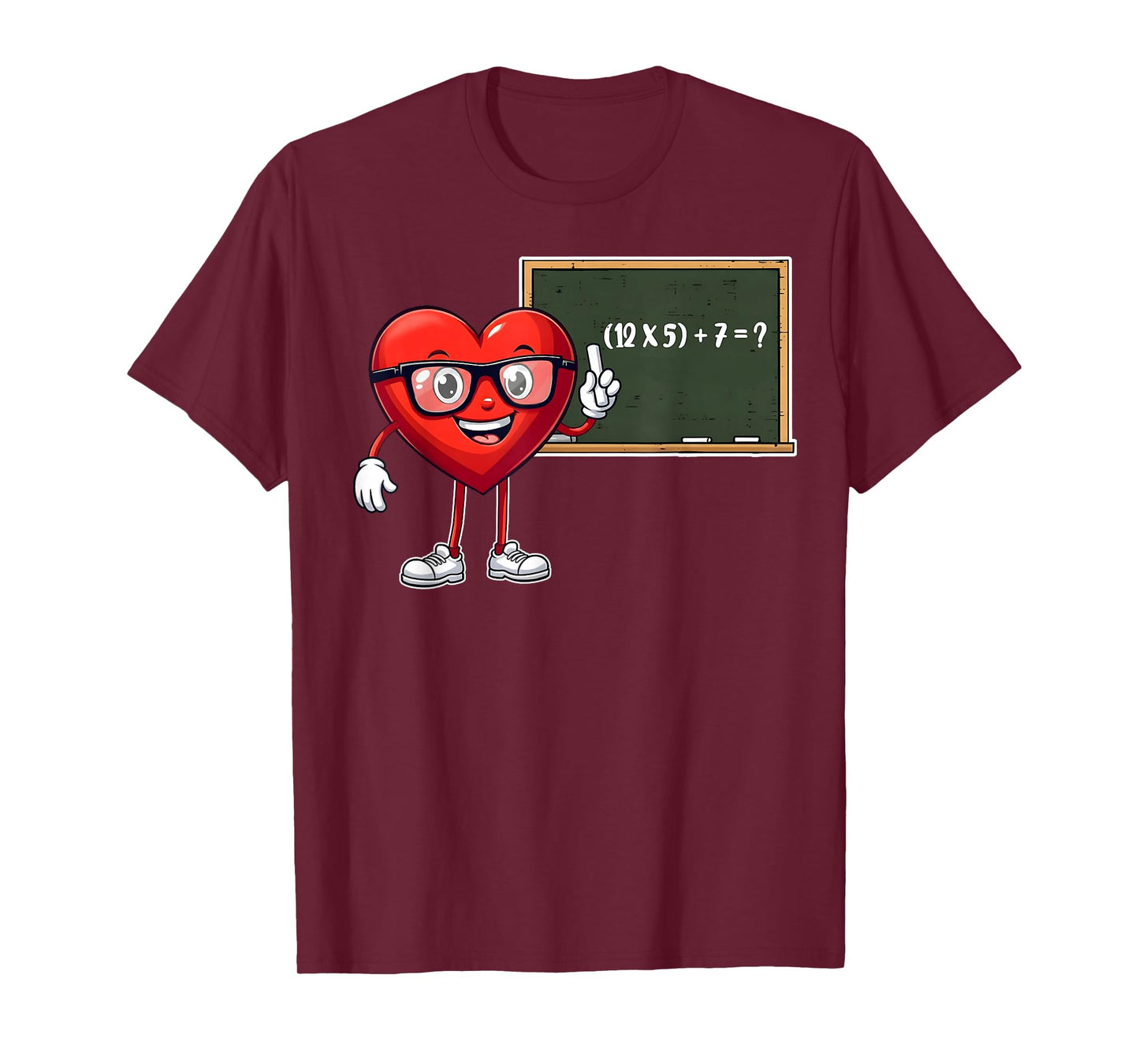 Valentine Heart Teacher Six Seven Math Boy Girl Teacher T-Shirt