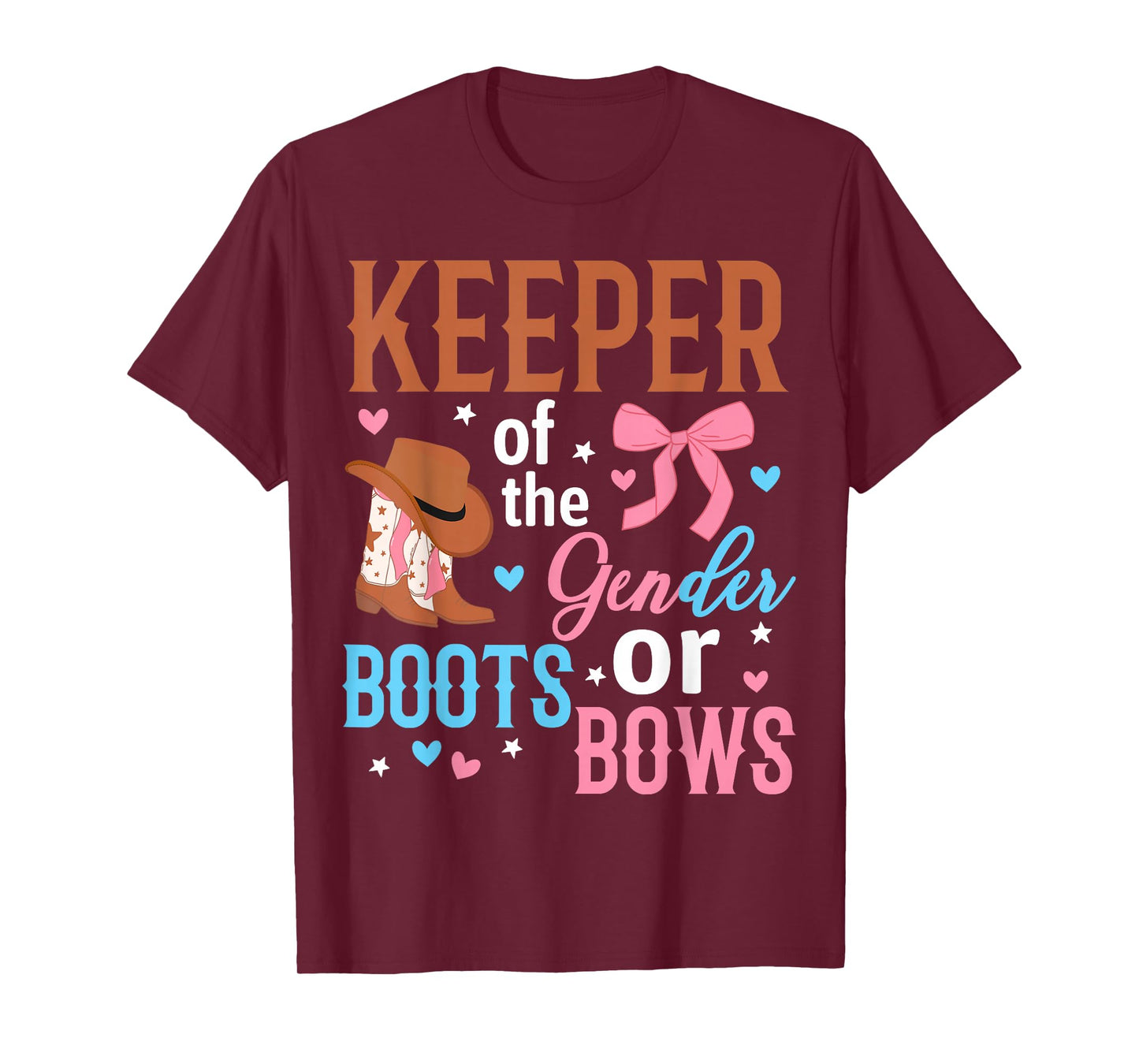 Keeper of The Gender Boots Or Bows Gender Reveal Party T-Shirt