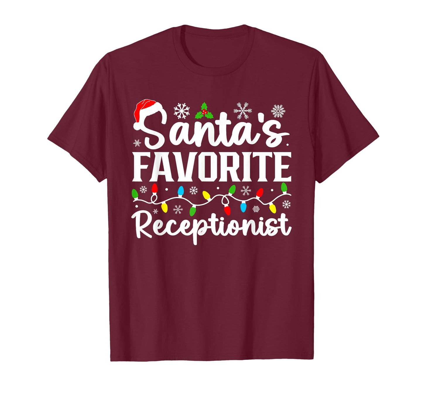 Santa's Favorite Receptionist Christmas Family Matching T-Shirt