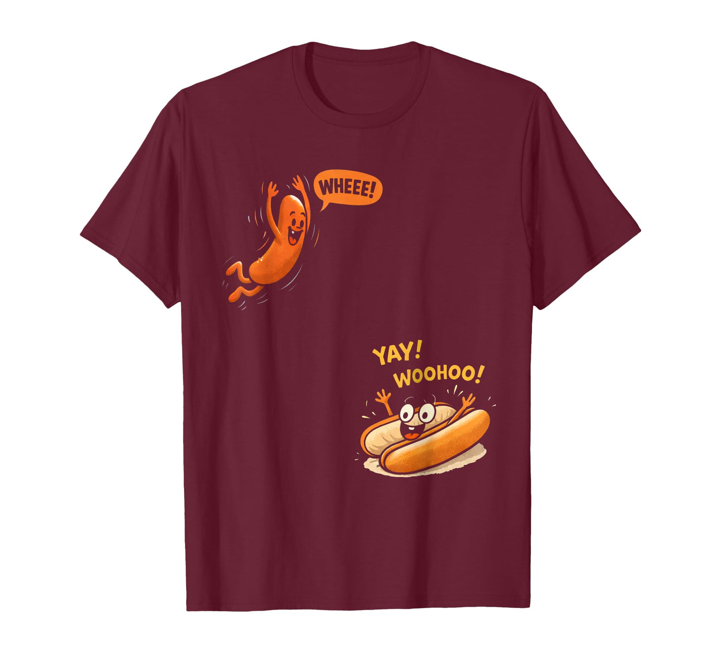 Funny Hot Dog Jumping Into Bun Sausage BBQ High Dive T-Shirt