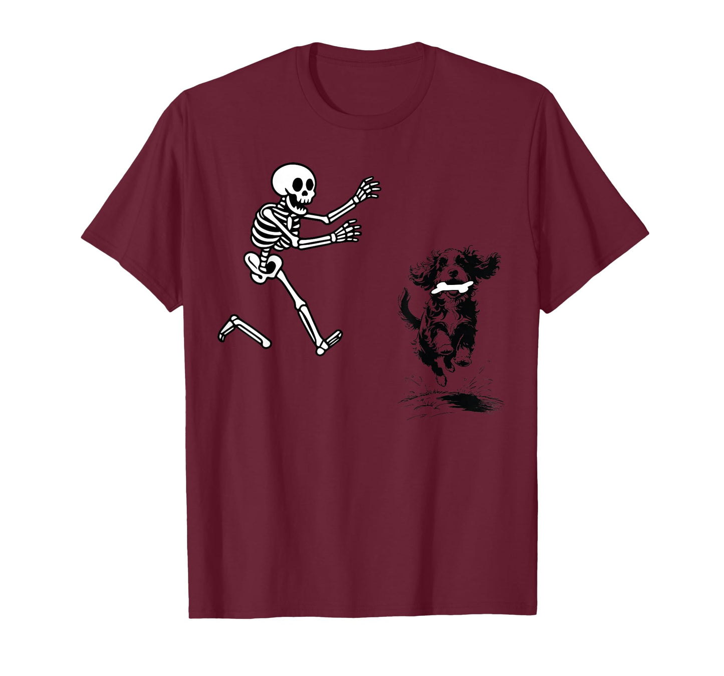 Funny Bernedoodle Running Skeleton Halloween T-Shirt