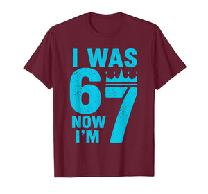 7th Birthday I was 6 Now Im 7 Six Seven 6 7 Kids Boys T-Shirt