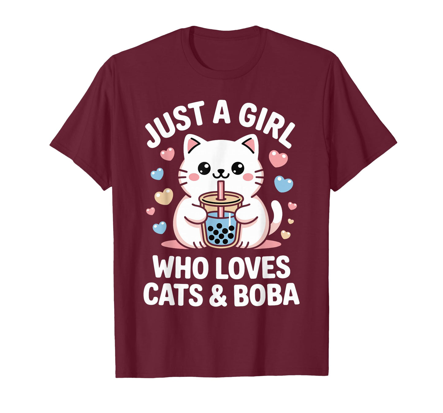 Just A Girl Who Loves Cats and Boba Kawaii Bubble Tea T-Shirt