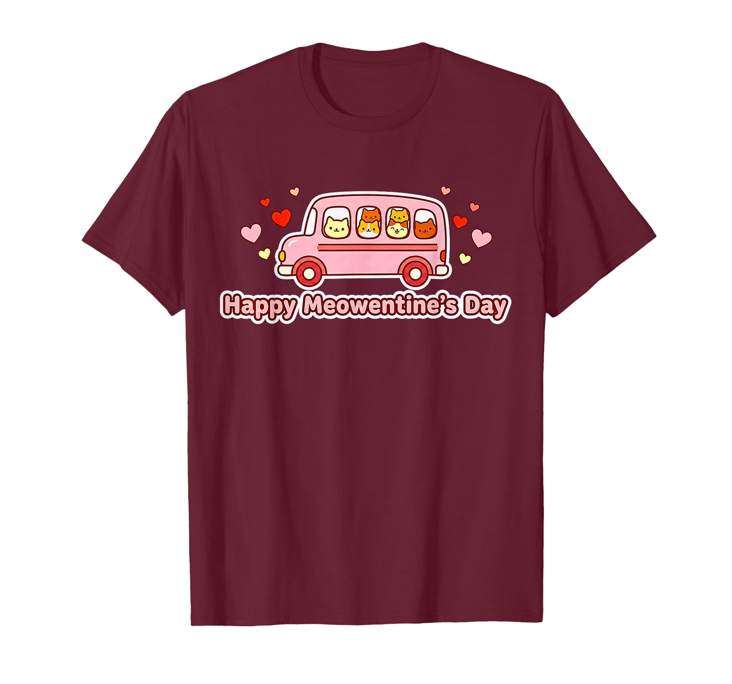 Happy Meowentine’s Day – Funny Cats Riding School Bus Design T-Shirt