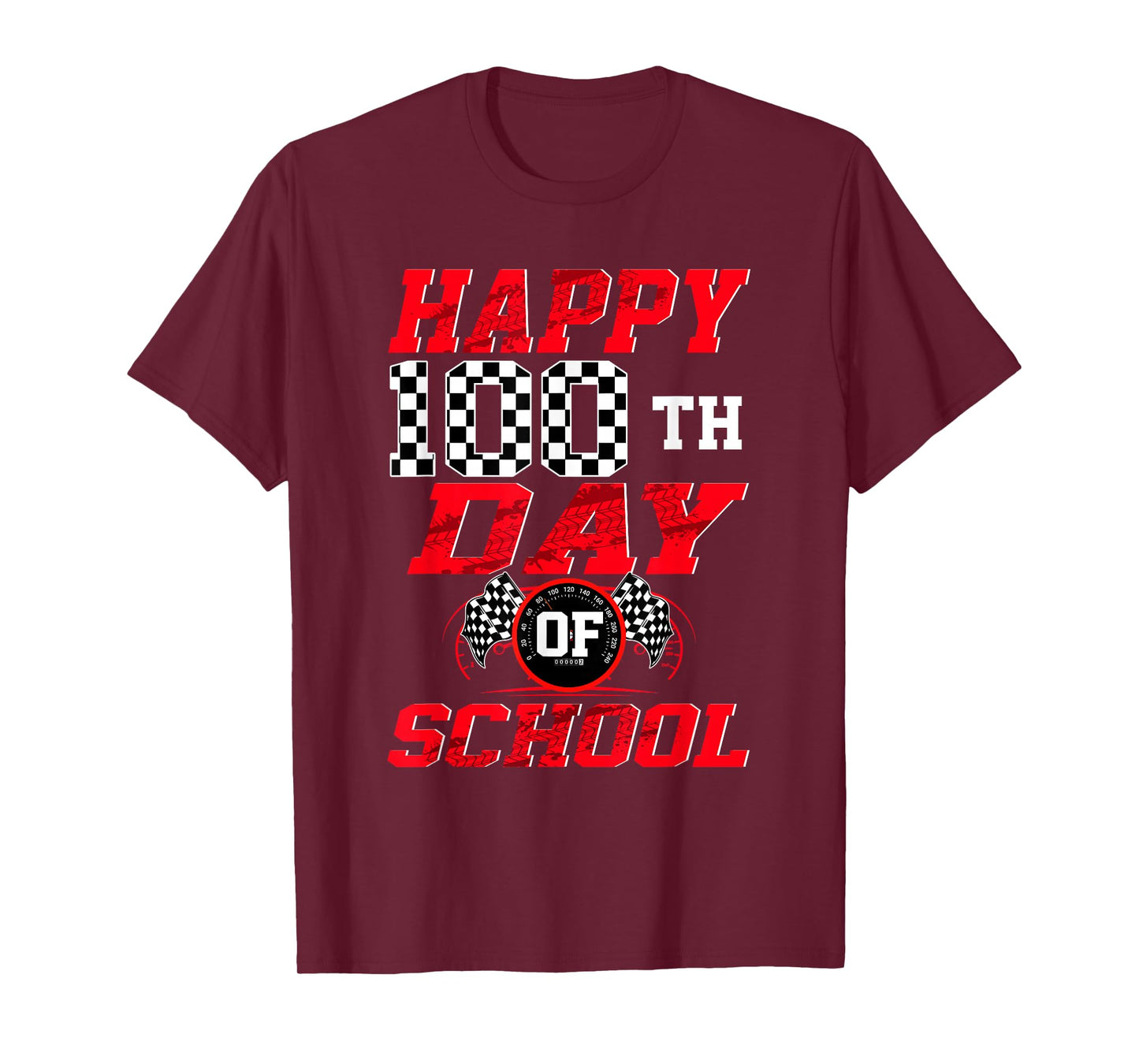 Happy 100 Days of School Racing Car Theme 100th Day T-Shirt