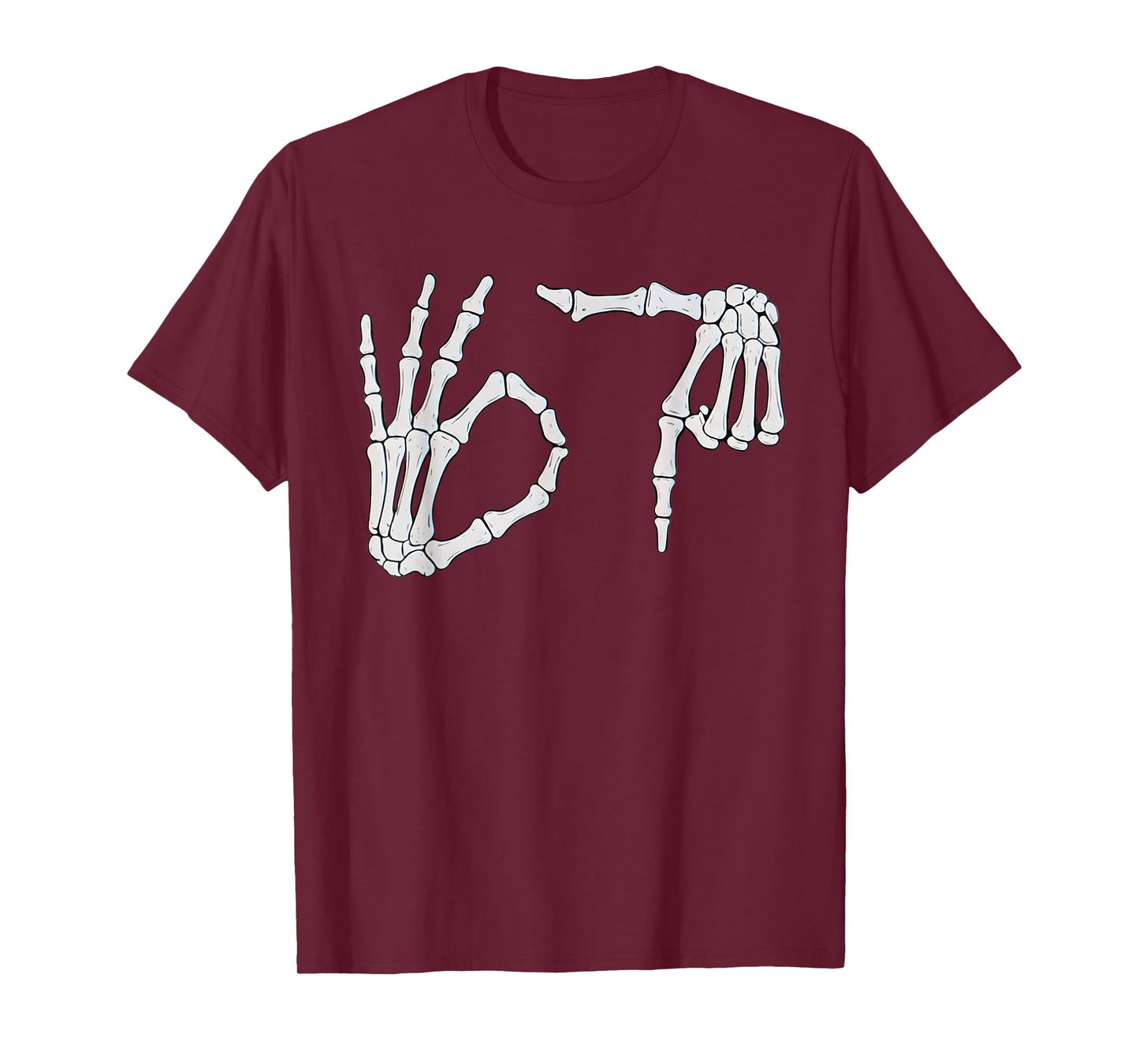 Six Seven 6 7 Meme Funny Skeleton Hands Sign Halloween T-Shirt
