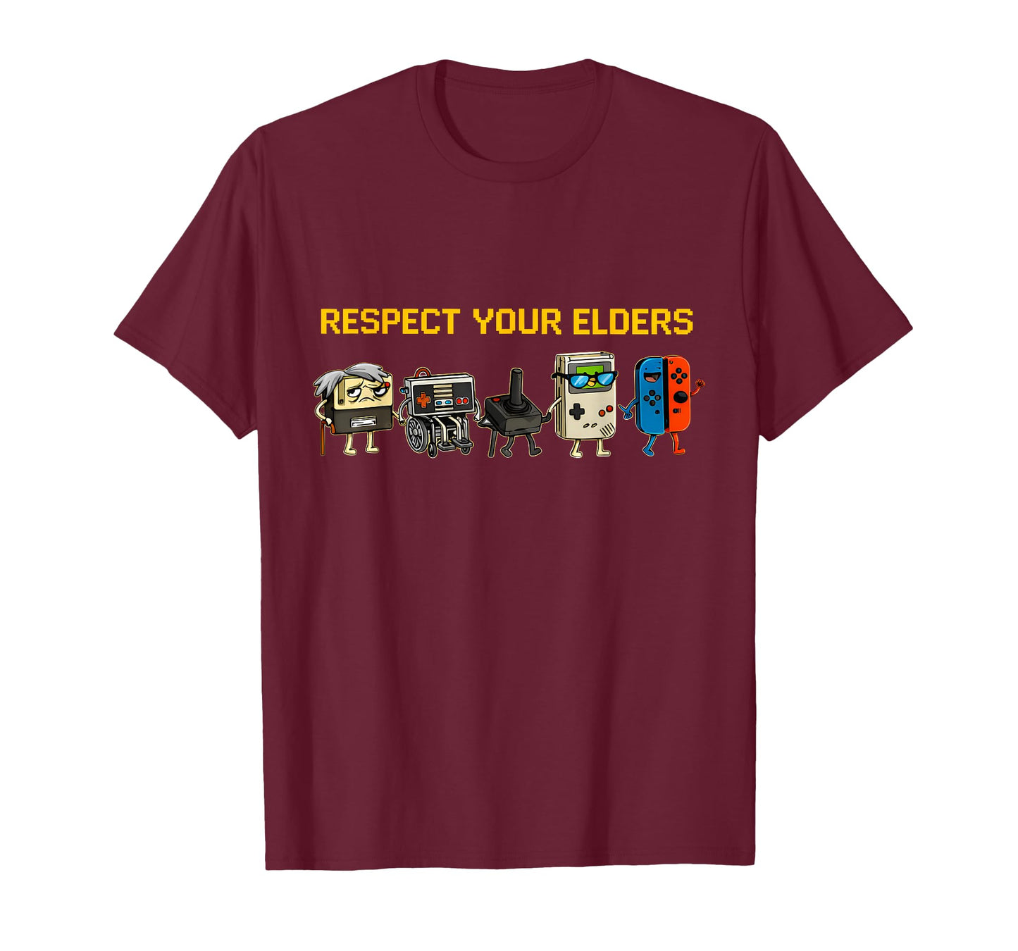 Respect Your Elders Funny Retro Gaming Console Parade T-Shirt