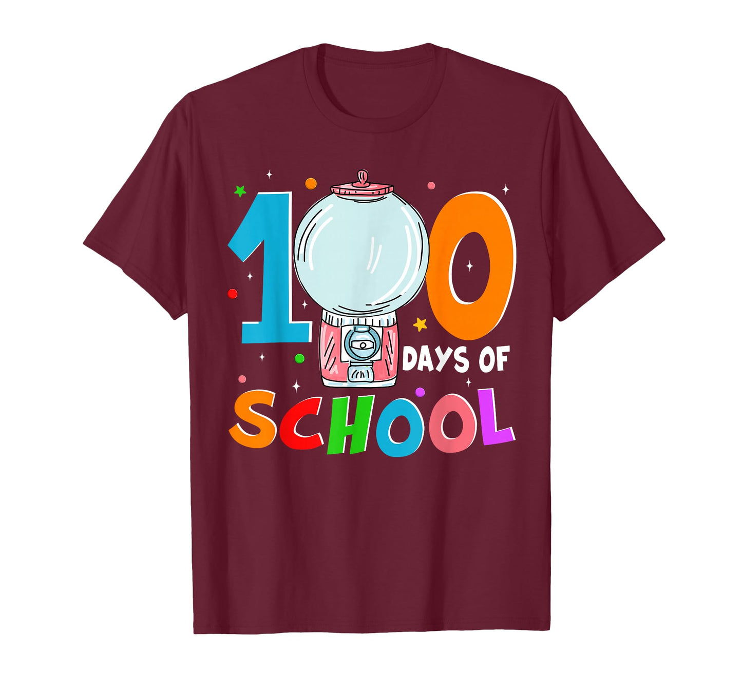 Funny Gumball Machine 100 Days of School Shirts Kids Teacher T-Shirt