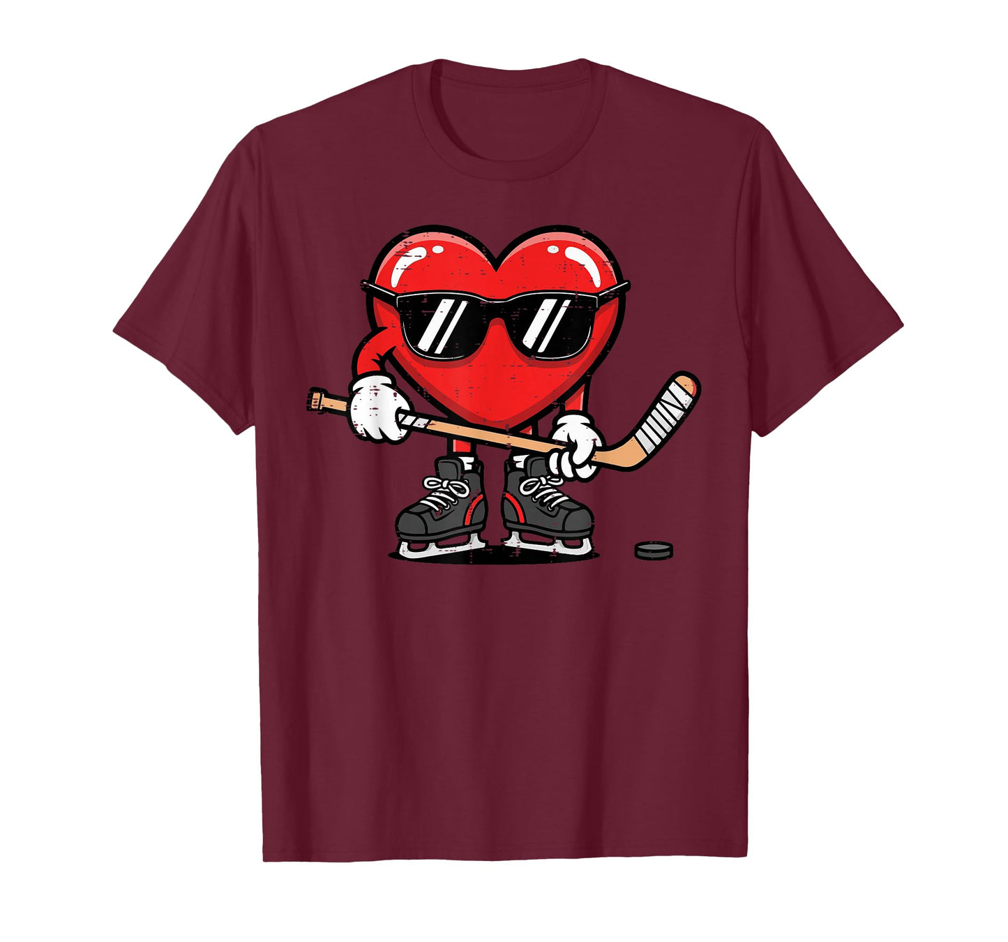 Valentines Day Ice Hockey Heart Boys Kids Youth Men Teen T-Shirt