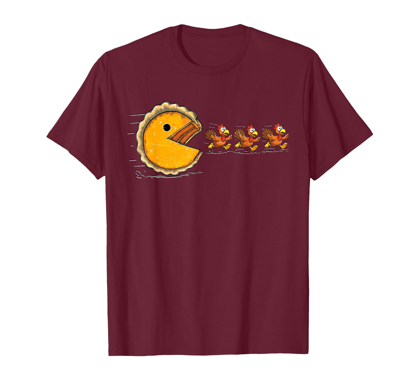 Pumpkin Pie Eating Running Whipped Cream Thanksgiving Day T-Shirt
