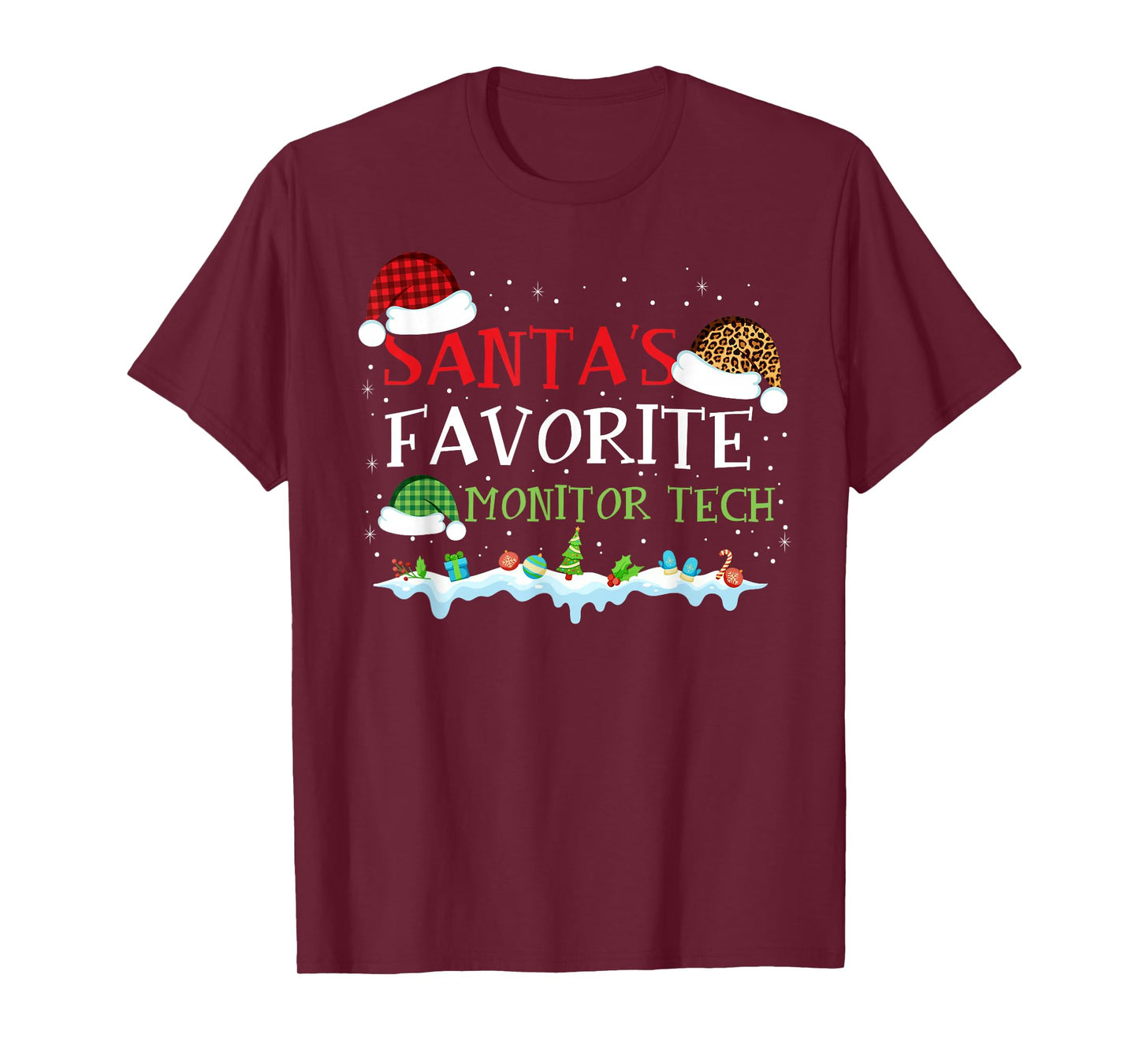 Santa's Favorite Monitor Tech Fun Christmas T-Shirt