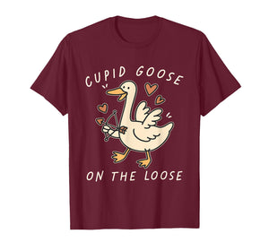 Cupid Goose On The Loose Funny Valentines Day Men Women Kids T-Shirt