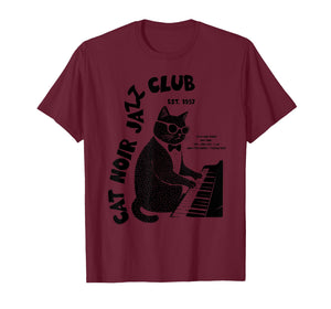 Cat Noir Jazz Club Retro Music T-Shirt