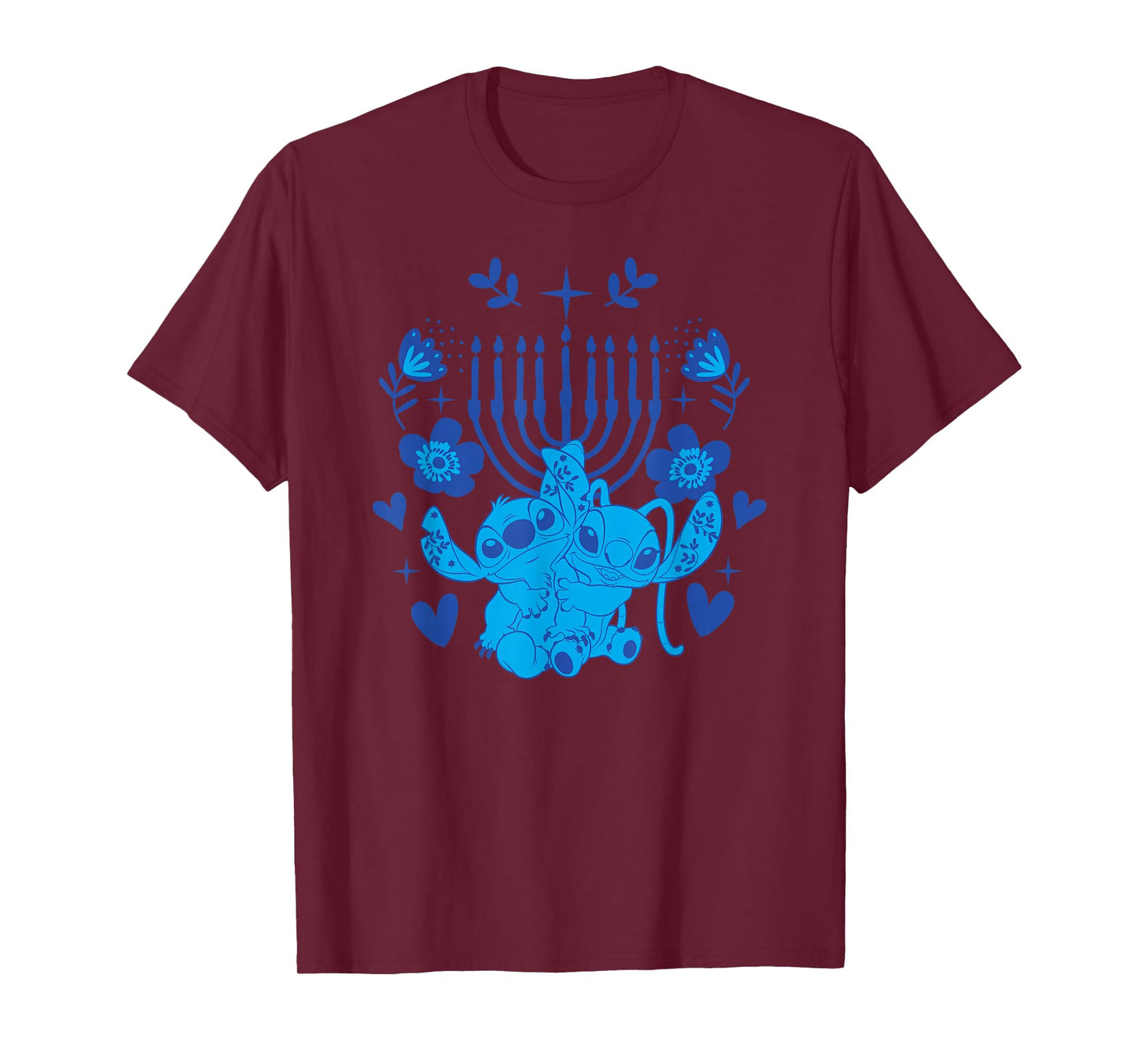 Disney Lilo & Stitch Hanukkah Stitch & Angel Holiday Menorah T-Shirt