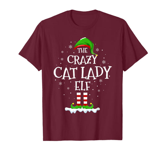 Crazy Cat Lady Elf Squad Family Matching Group Christmas Elf T-Shirt