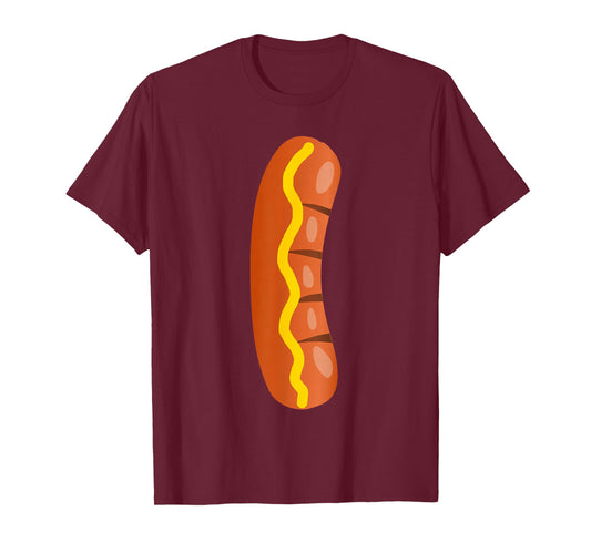 Hot Dog Costume Funny Easy Halloween Couple Cosplay with Bun T-Shirt