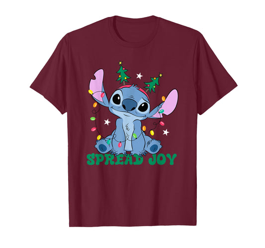Disney Lilo & Stitch Christmas Spread Joy Cute Sitting Pose T-Shirt